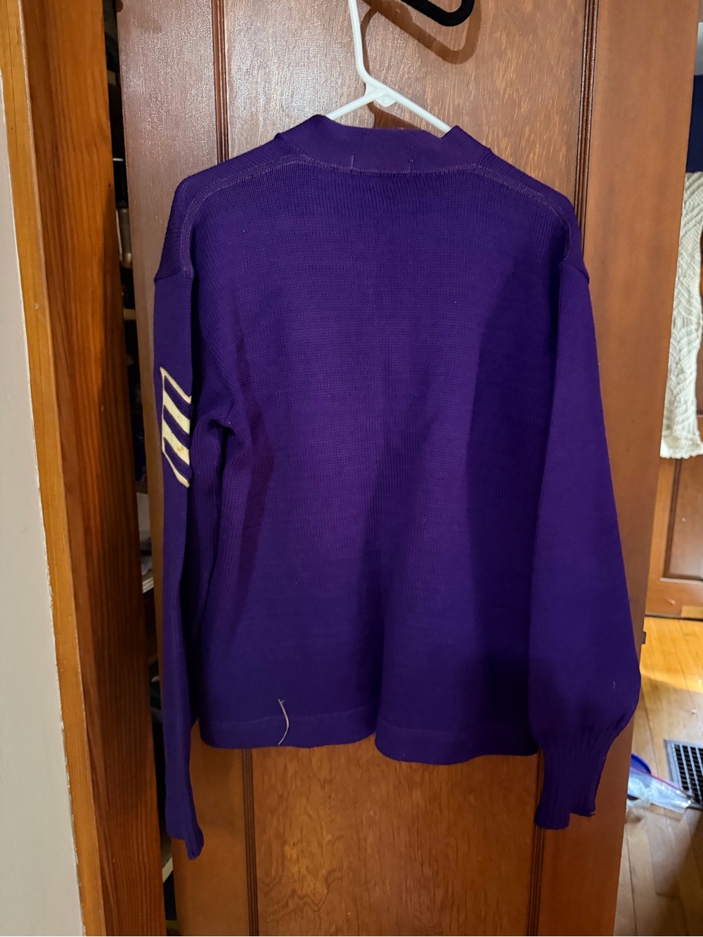 Vintage Purple Letterman Cardigan Sweater - Picture 2 of 8
